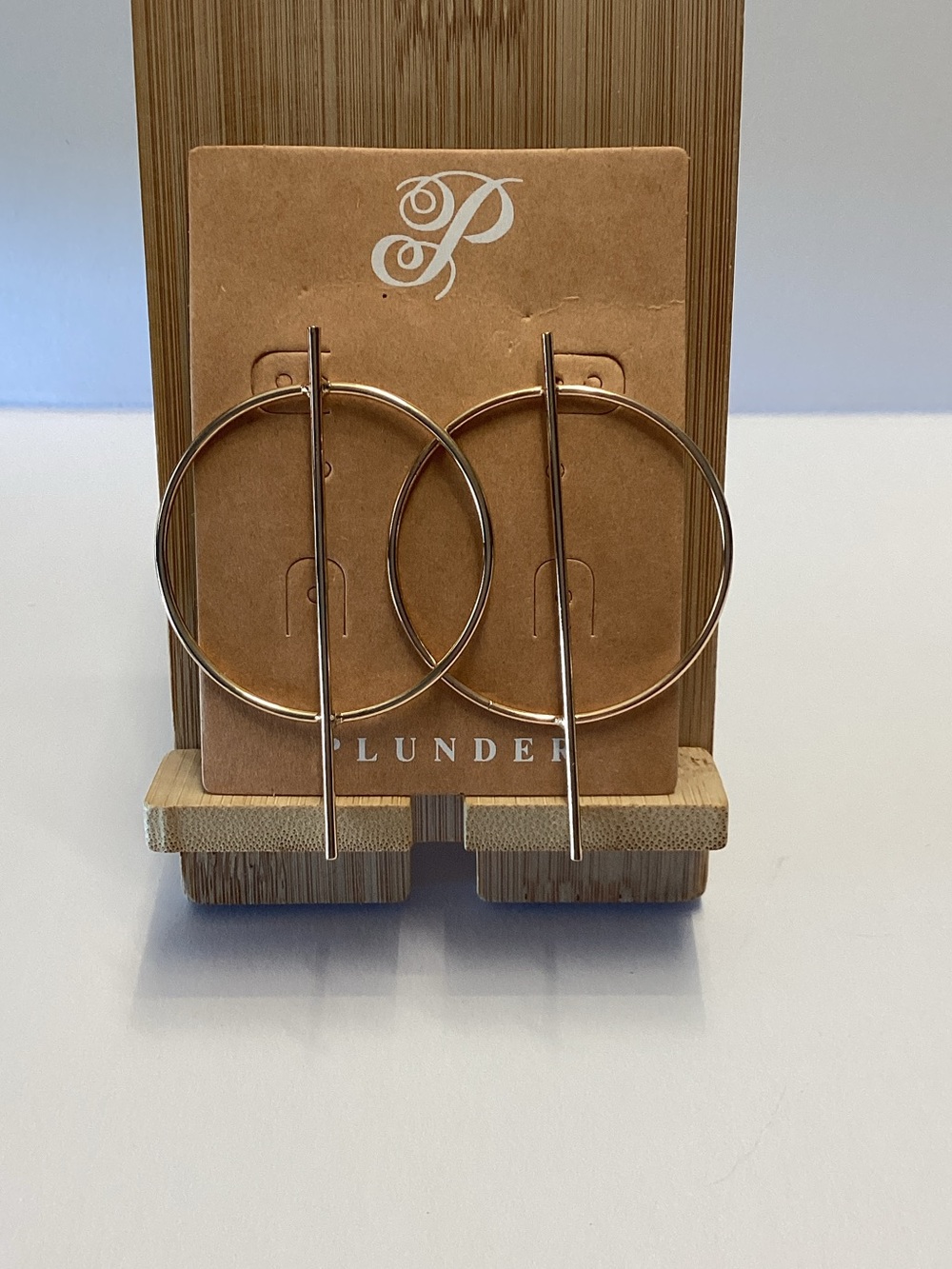 Plunder Rose Gold Hoop Earrings with Vertical Bar